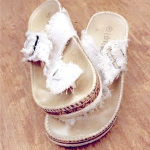 White fluffy sandal